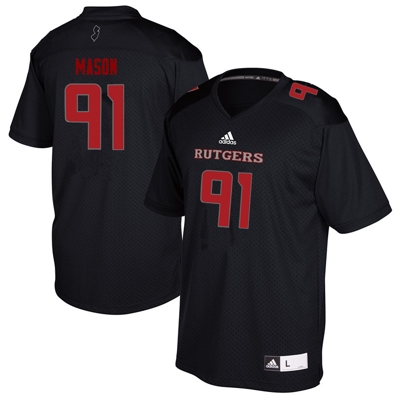 Men #91 Tijaun Mason Rutgers Scarlet Knights College Football Jerseys Sale-Black